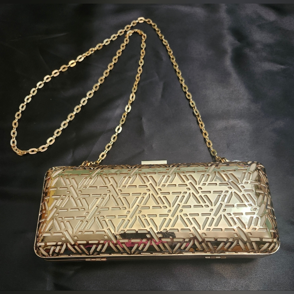 Metal Laser Cut Gold Clutch Bag